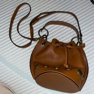 Small Brown leather bucket bag